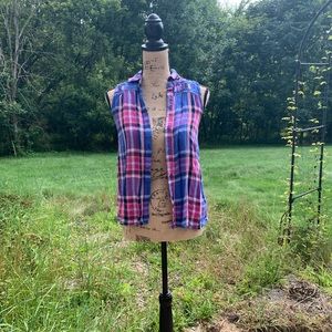 Pink, purple, and blue flannel